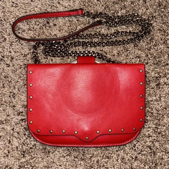 Red Designer Women's Bag with Silver Accents - Picture 2 of 6